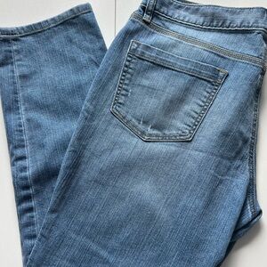 Ann Taylor Loft Women Lightly Distressed Boyfriend Cropped Blue Jeans Size 12
